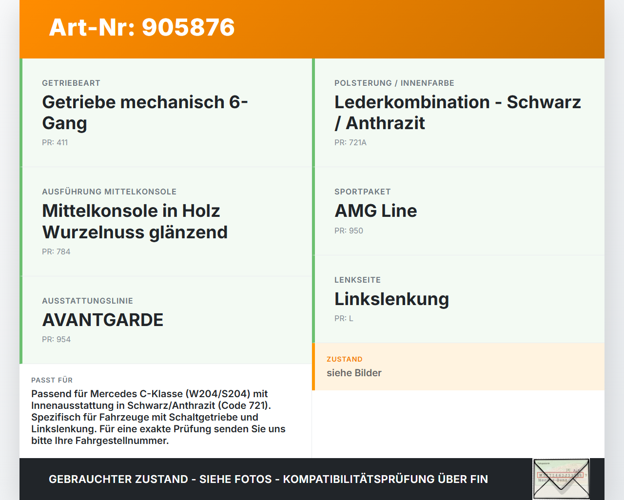 Mercedes W204 S204 C220 07-14 Armlehne Mittelarmlehne Auflage Mercedes W204 S204 C220 07-14 03.12.2012 gebraucht Vorschau 3