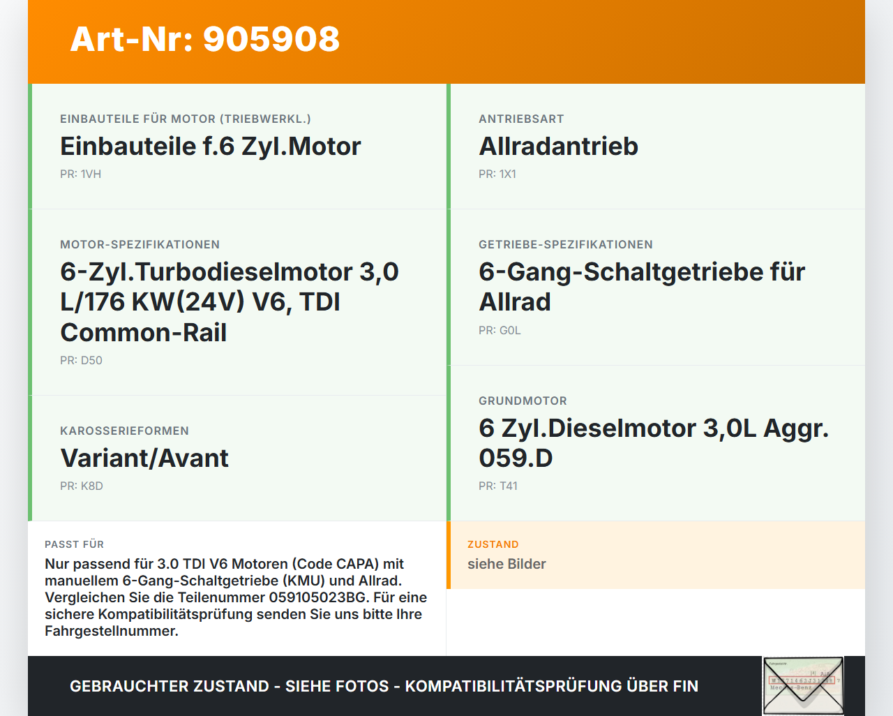 Audi A4 8K B8 QU 08-11 TDI 3,0 176KW CAPA Zahnrad Zahnkranz Audi A4 8K B8 QU 08-11 07.02.2008 059105323BG... Vorschau 3