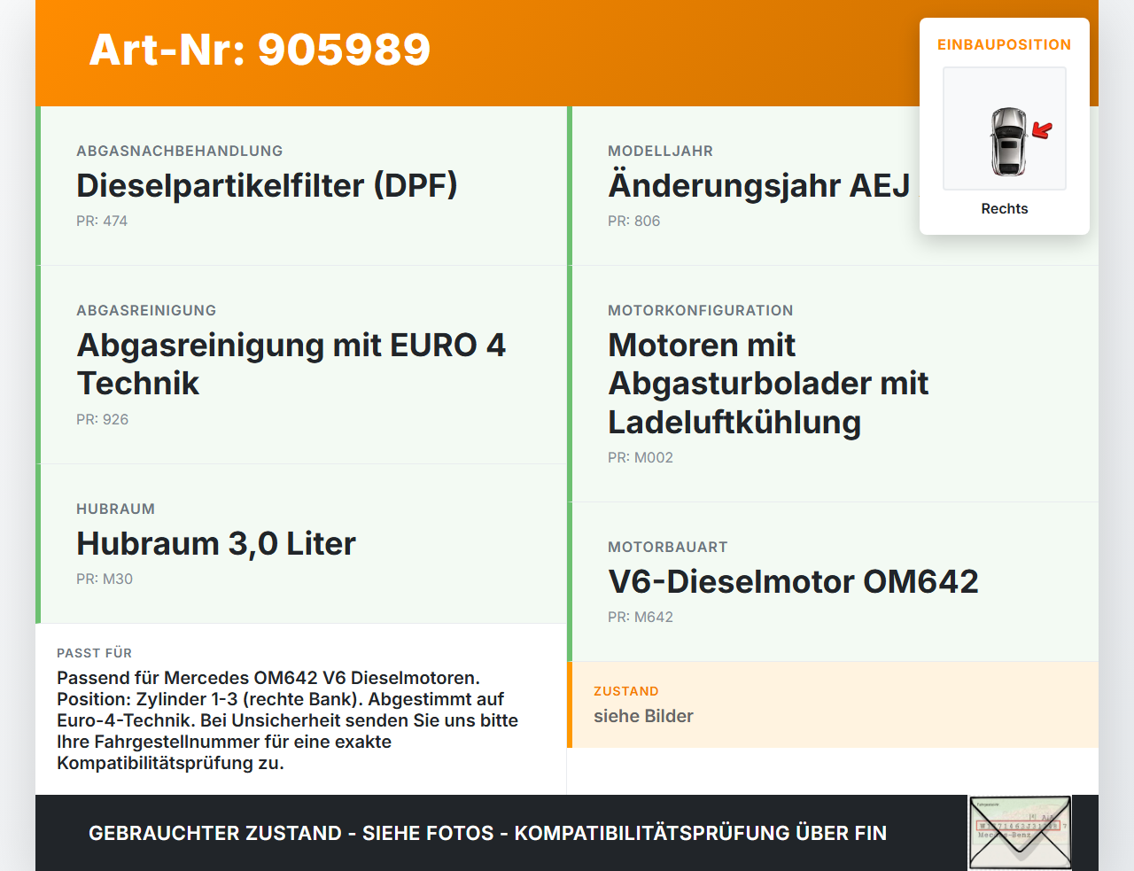 Mercedes S211 W211 E320 02-06 3,2 165KW 642920 Kolben mit Pleuel Pos F 1-3 Rechts Mercedes S211 W211 E320 02-06... Vorschau 3