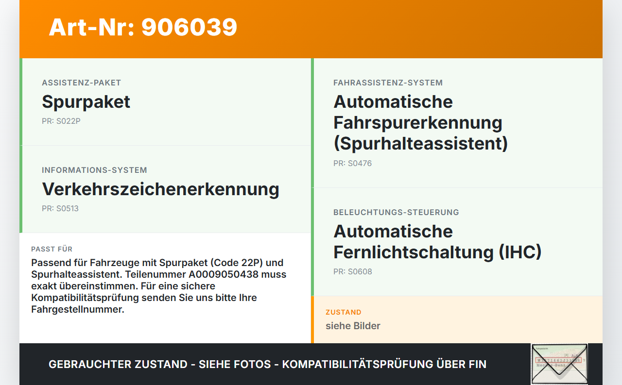 Mercedes W204 S204 C220 07-14 CDI 2,2 125KW Kamera Sensor Frontkamera für Spurhalteassistent Mercedes W204 S204... Vorschau 3
