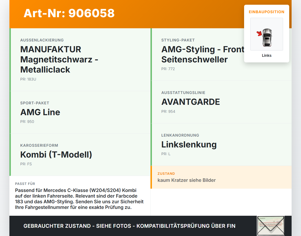 Mercedes W204 S204 C220 07-14 Kombi Verkleidung für A-Säule Links aussen 183 Mercedes W204 S204 C220 07-14... Vorschau 3