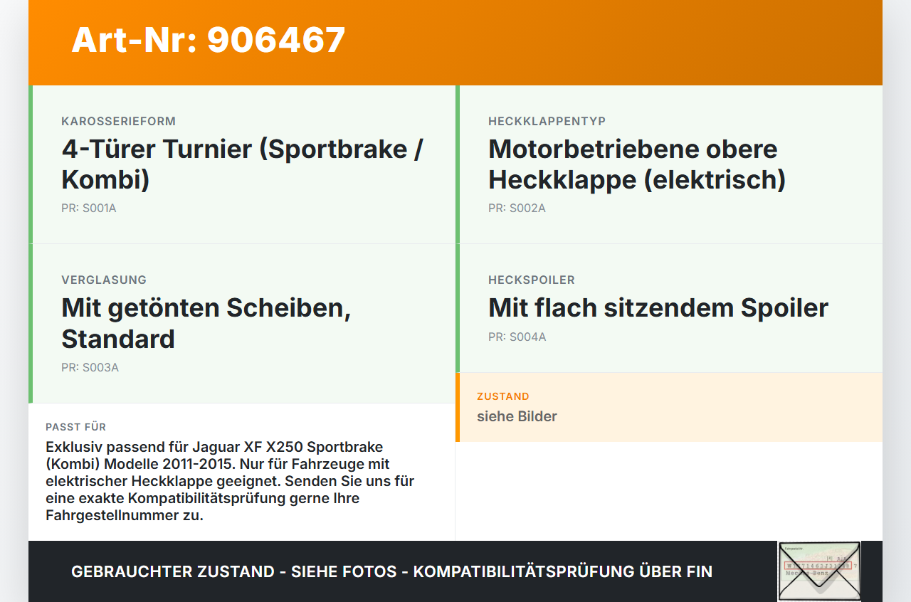 Jaguar XF X250 11-15 Kombi Dichtung für Heckscheibe Rückwand Jaguar XF X250 11-15 29.10.2012 gebraucht Vorschau 3