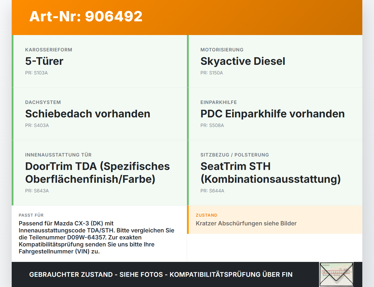 Mazda CX-3 DK 15-21 5T Blende Innen Mazda CX-3 DK 15-21 27.10.2016 D09W-64357 gebraucht Vorschau 3