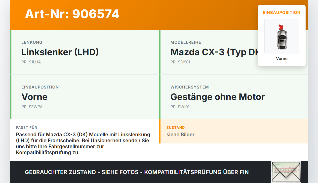 Mazda CX-3 DK 15-21 Gestänge für Wischermotor Vorne Mazda CX-3 DK 15-21 27.10.2016 gebraucht Vorschau 3