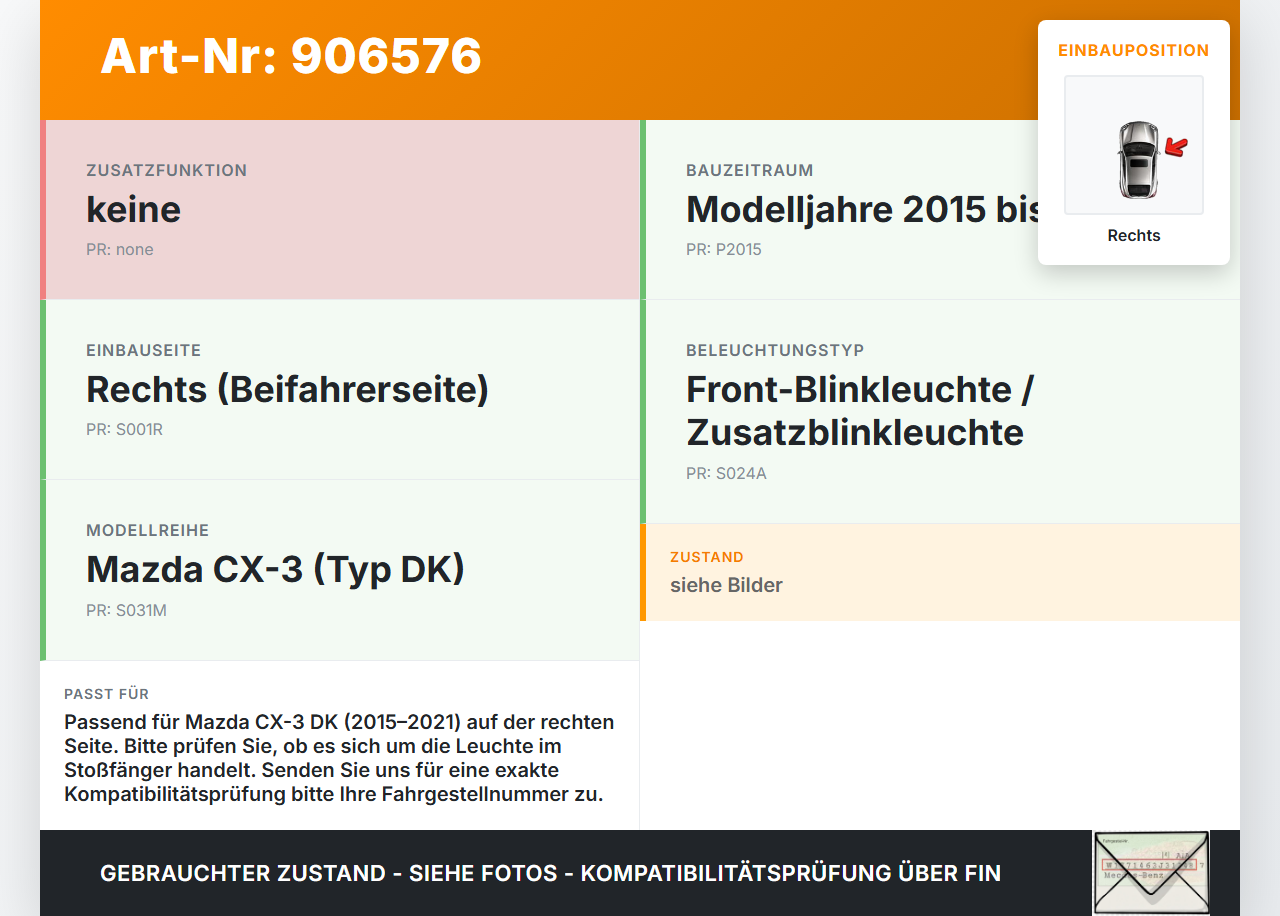 Mazda CX-3 DK 15-21 Blinker Blinkleuchte Rechts orig. Mazda CX-3 DK 15-21 27.10.2016 gebraucht Vorschau 3
