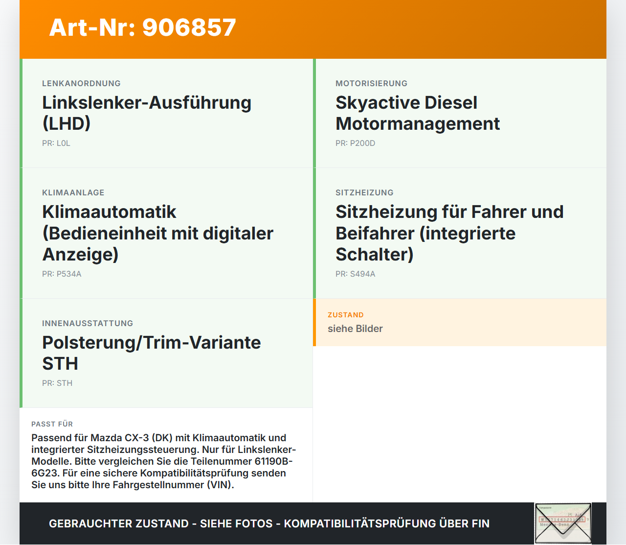 Mazda CX-3 DK 15-21 Bedienteil Bedienelement Heizung Klimabedienteil Mazda CX-3 DK 15-21 27.10.2016 61190B-6G23... Vorschau 3