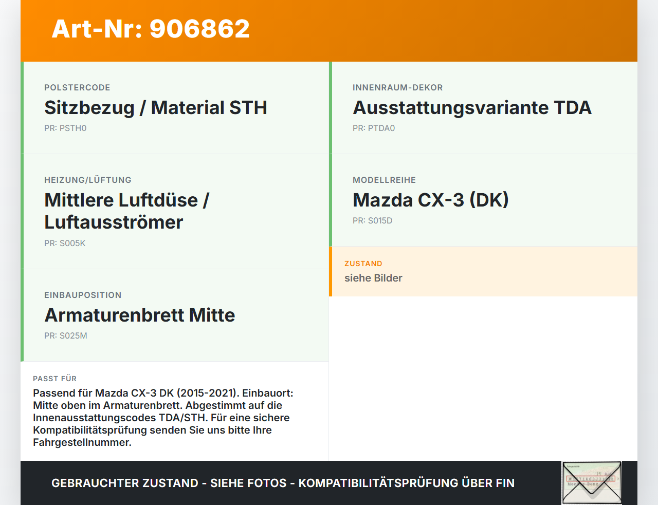 Mazda CX-3 DK 15-21 Luftdusche Luftdüse Mitte Mazda CX-3 DK 15-21 27.10.2016 gebraucht Vorschau 3