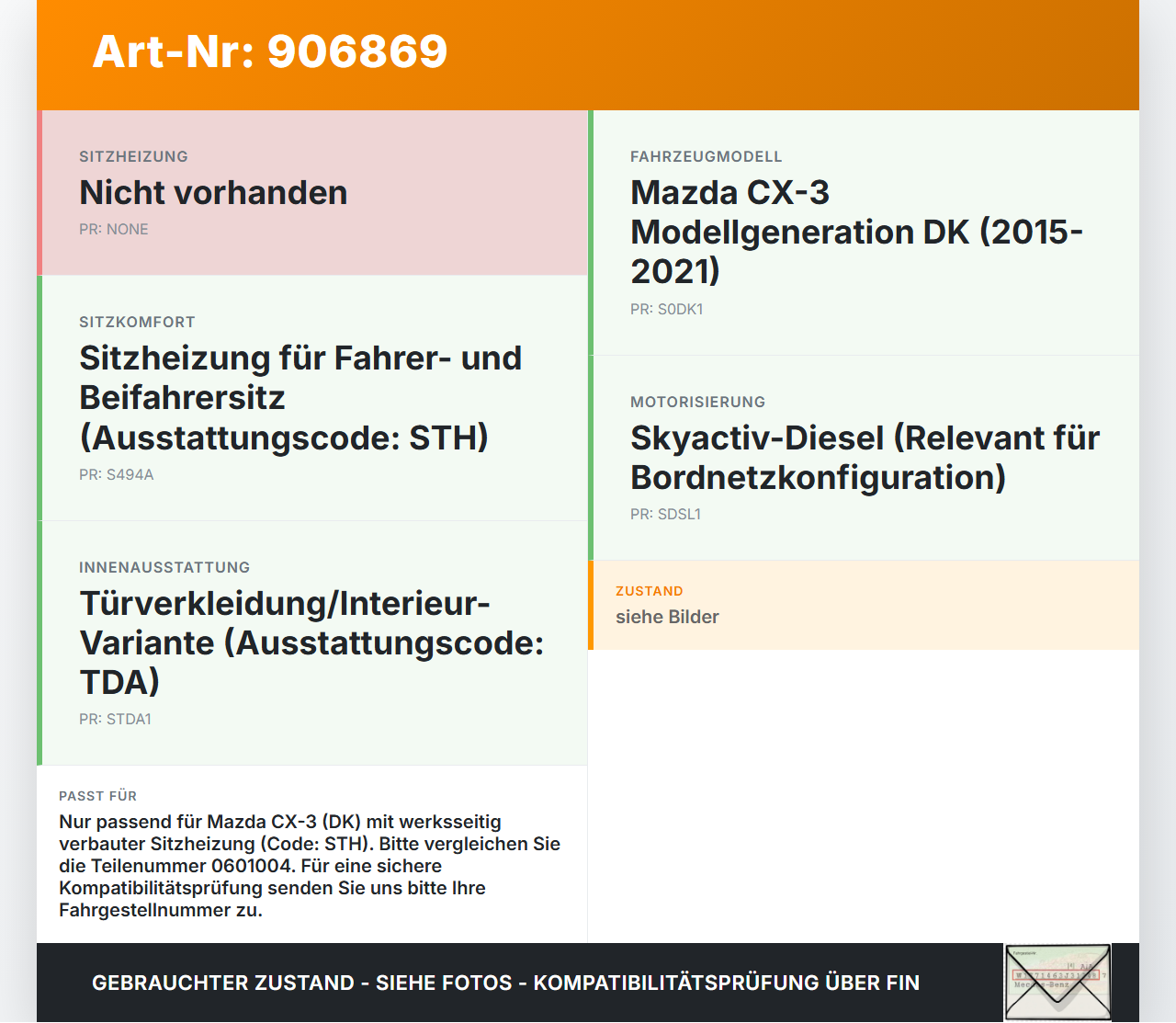 Mazda CX-3 DK 15-21 Schalter Regler für Sitzheizung Mazda CX-3 DK 15-21 27.10.2016 0601004 gebraucht Vorschau 3