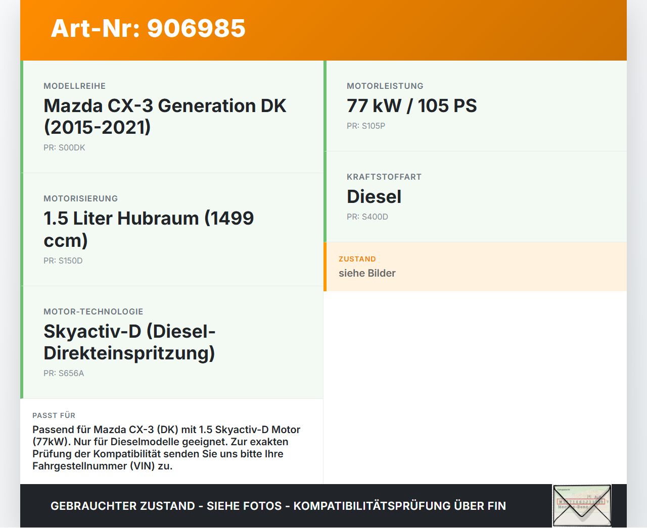Mazda CX-3 DK 15-21 1,5d 77KW Hochdruck Leitung Kraftstoffleitung Mazda CX-3 DK 15-21 27.10.2016 gebraucht Vorschau 3