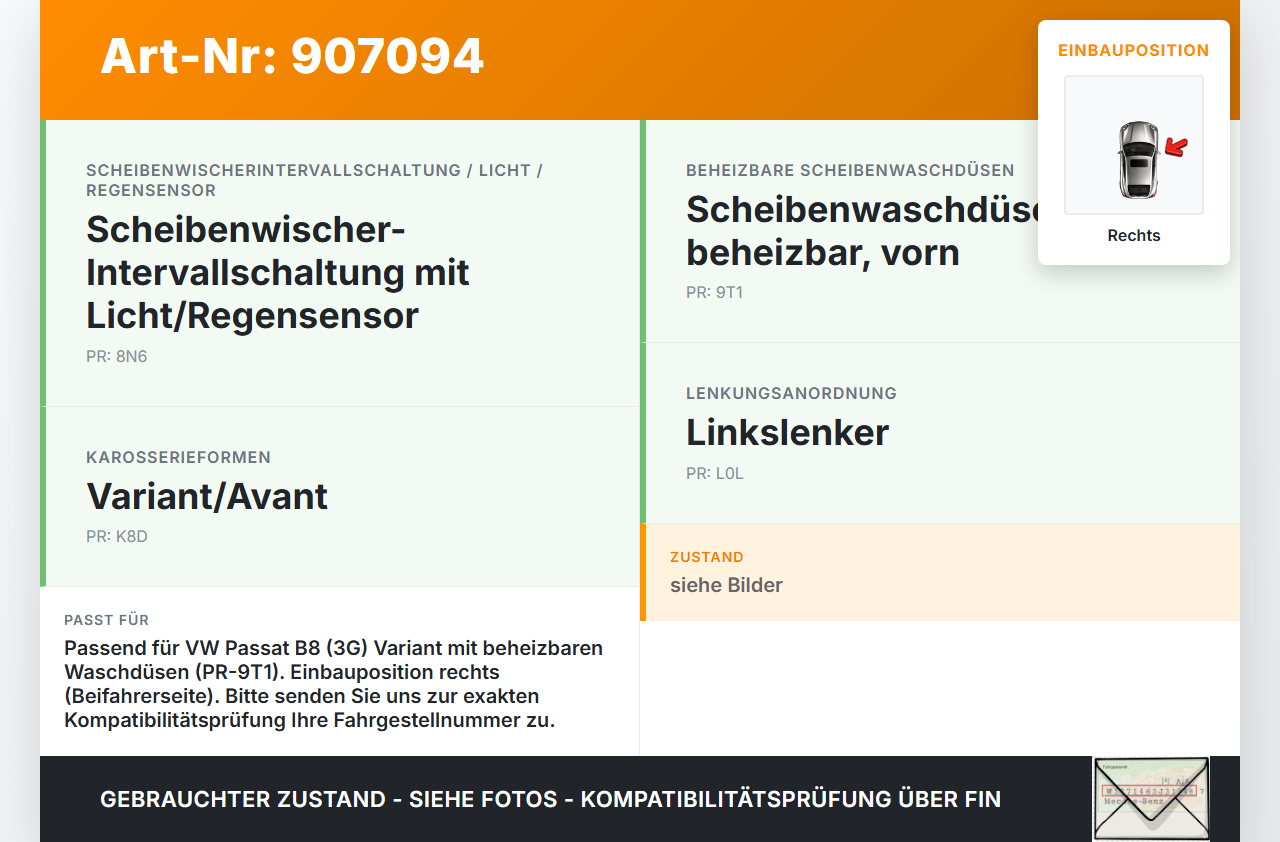 VW Passat B8 3G 14-19 Waschdüse für Windschutzscheibe WS Rechts beheizt VW Passat B8 3G 14-19 25.07.2017 5M0955986C... Vorschau 3