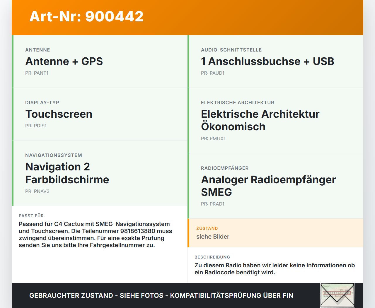 Citroen C4 Cactus 14-18 Navigationssystem Navi Citroen C4 Cactus 14-18 01.01.2016 9818613880 gebraucht Vorschau 3