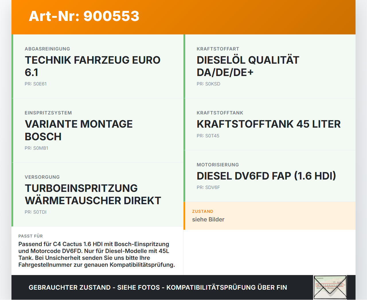 Citroen C4 Cactus 14-18 HDI 90 1,6 68KW Leitung Kraftstoffleitung Kraftstoffschlauch Kraftstoffsensor Citroen C4... Vorschau 3