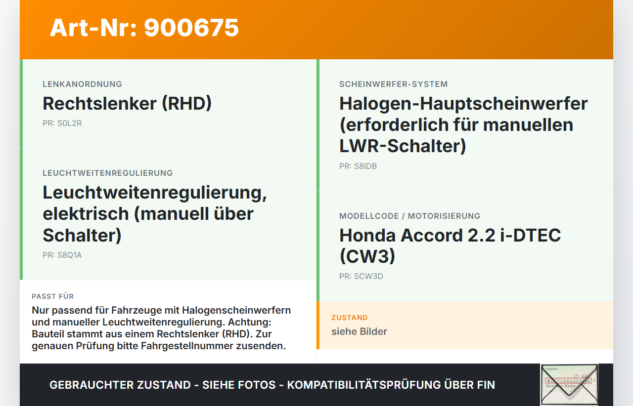Honda Accord VIII CW3 08-11 LWR Schalter Leuchtweitenregler Honda Accord VIII CW3 08-11 14.04.2008 gebraucht Vorschau 3