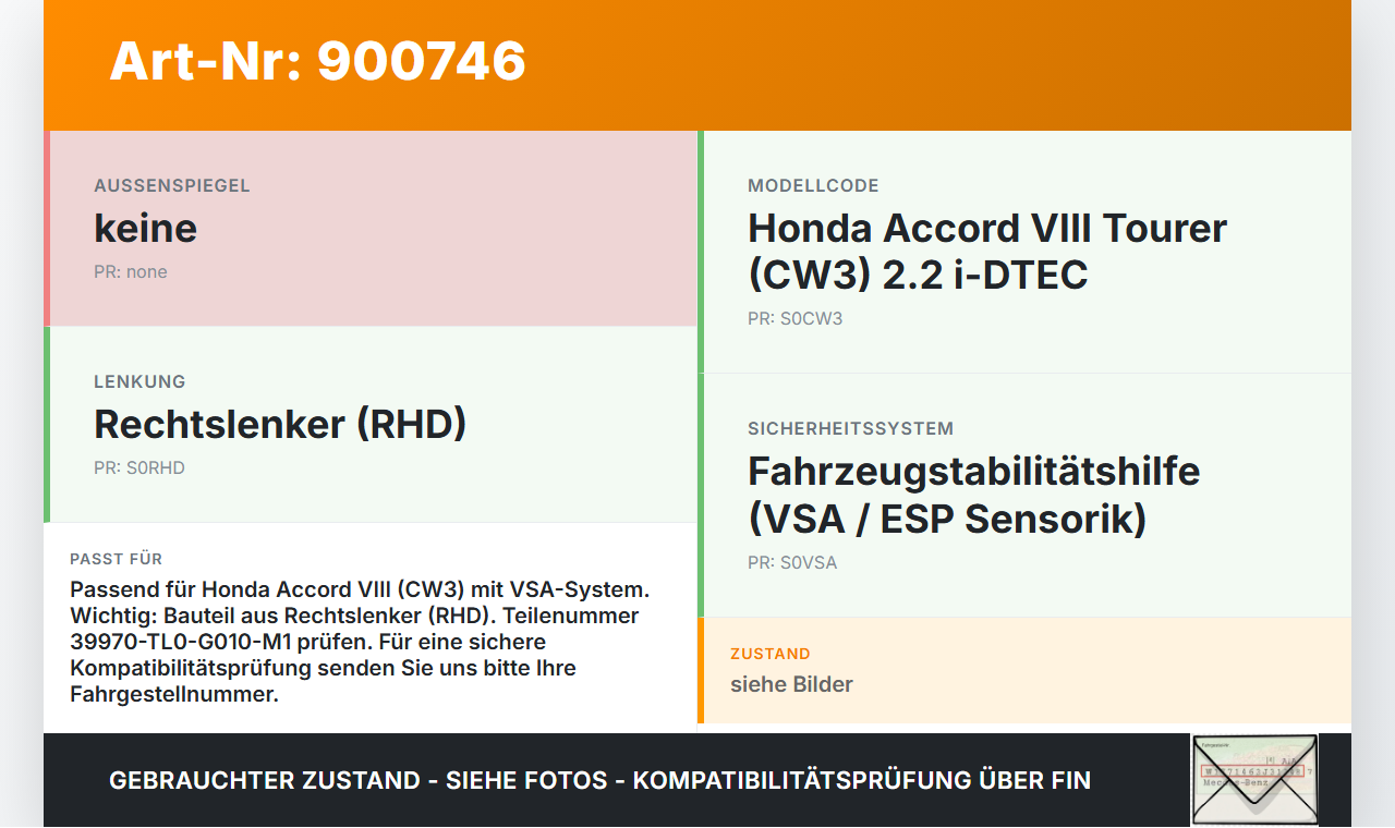 Honda Accord VIII CW3 08-11 i-DTEC 2,2 110KW Sensor Beschleunigungssensor Drehratensensor Honda Accord VIII CW3... Vorschau 3