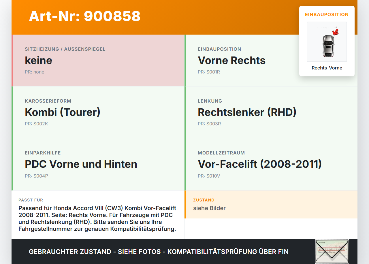 Honda Accord VIII CW3 08-11 Kombi Halter Träger Aufnahme Führung für Stoßstange Rechts Vorne Honda Accord VIII CW3... Vorschau 3