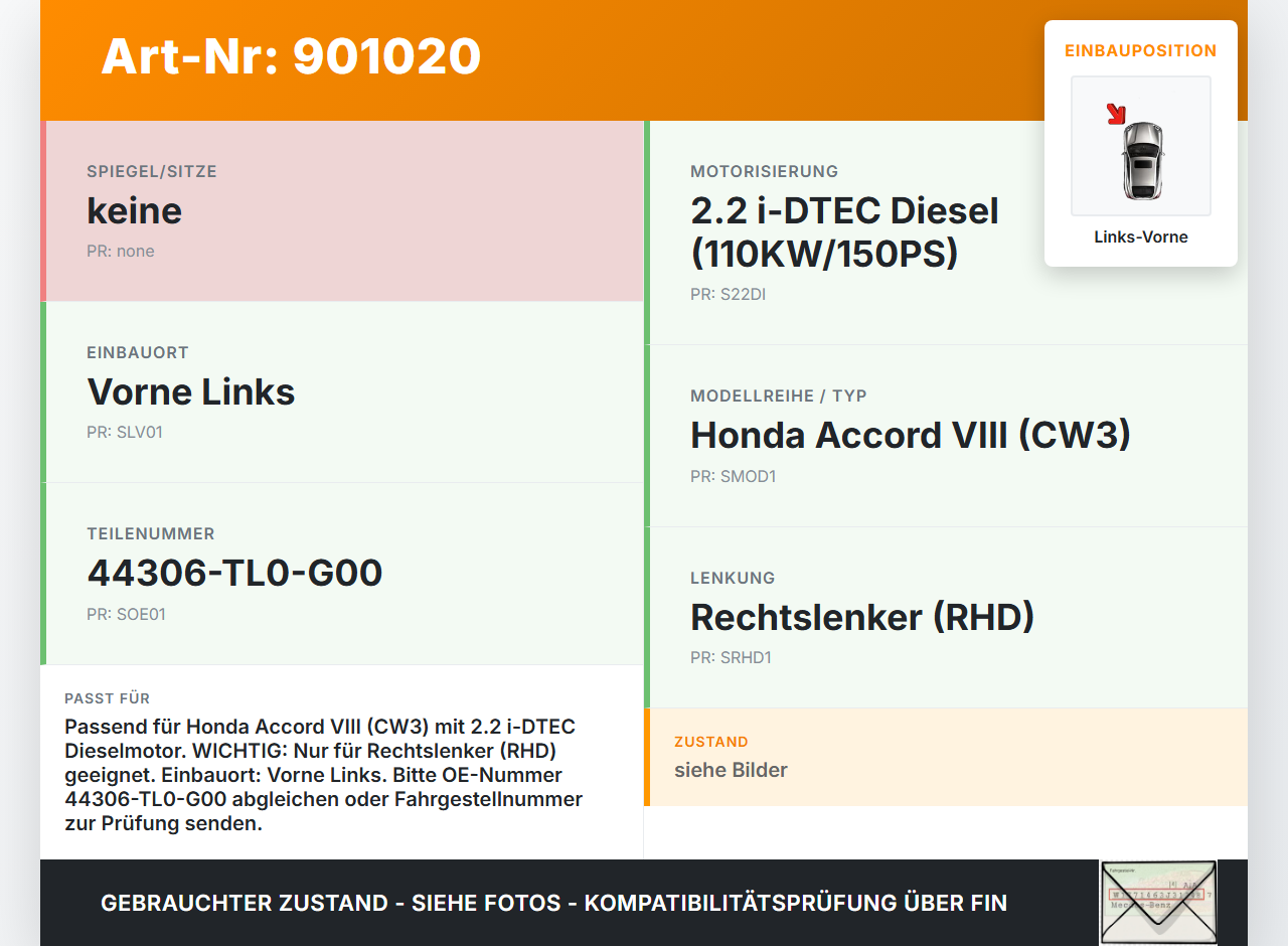 Honda Accord VIII CW3 08-11 i-DTEC 2,2 110KW Antriebswelle Gelenkwelle Links Vorne Honda Accord VIII CW3 08-11... Vorschau 3