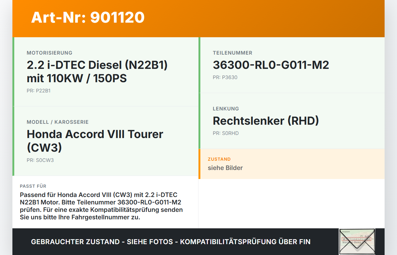 Honda Accord VIII CW3 08-11 i-DTEC 2,2 110KW N22B1 Unterdruckpumpe Vakuumpumpe Honda Accord VIII CW3 08-11... Vorschau 3