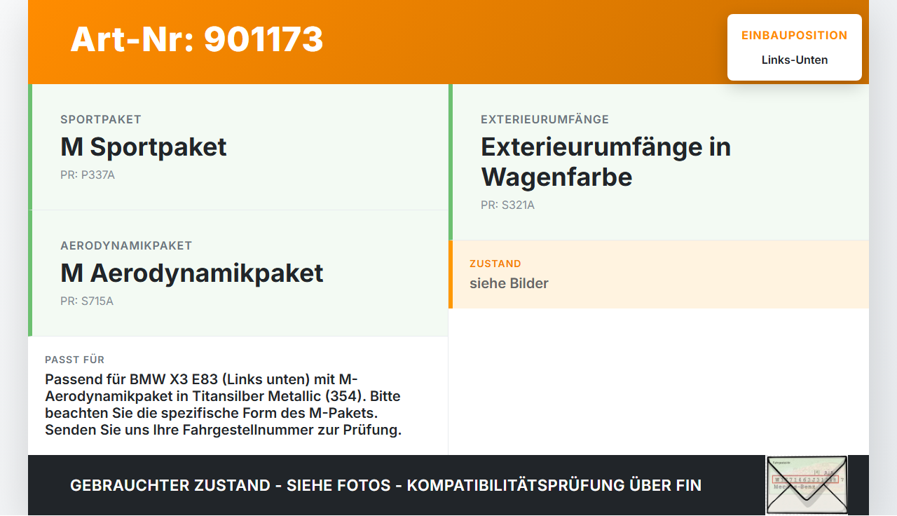 BMW X3 E83 04-06 Schweller Verkleidung Seitenschweller Links Unten BMW X3 E83 04-06 13.07.2006 0302753 51770302753... Vorschau 3