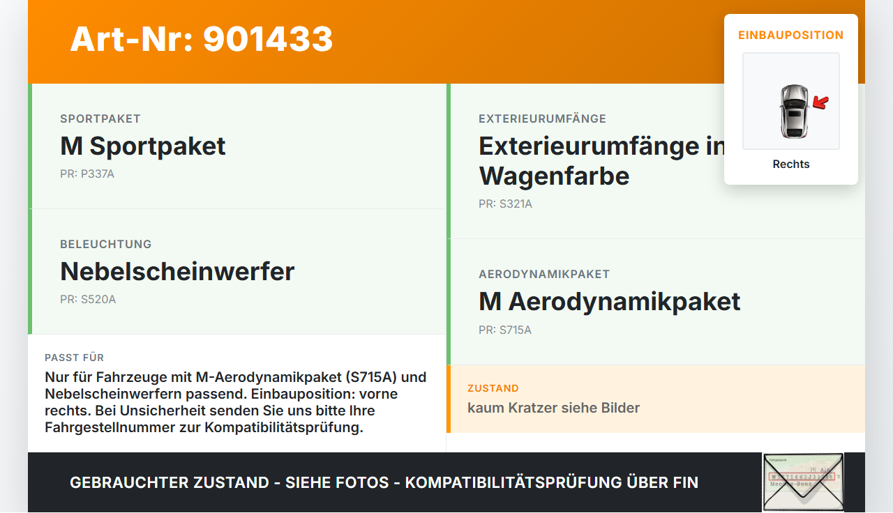 BMW X3 E83 04-06 Frontblende Frontleiste Zierring für Nebelscheinwerfer Rechts BMW X3 E83 04-06 13.07.2006 3400912... Vorschau 3