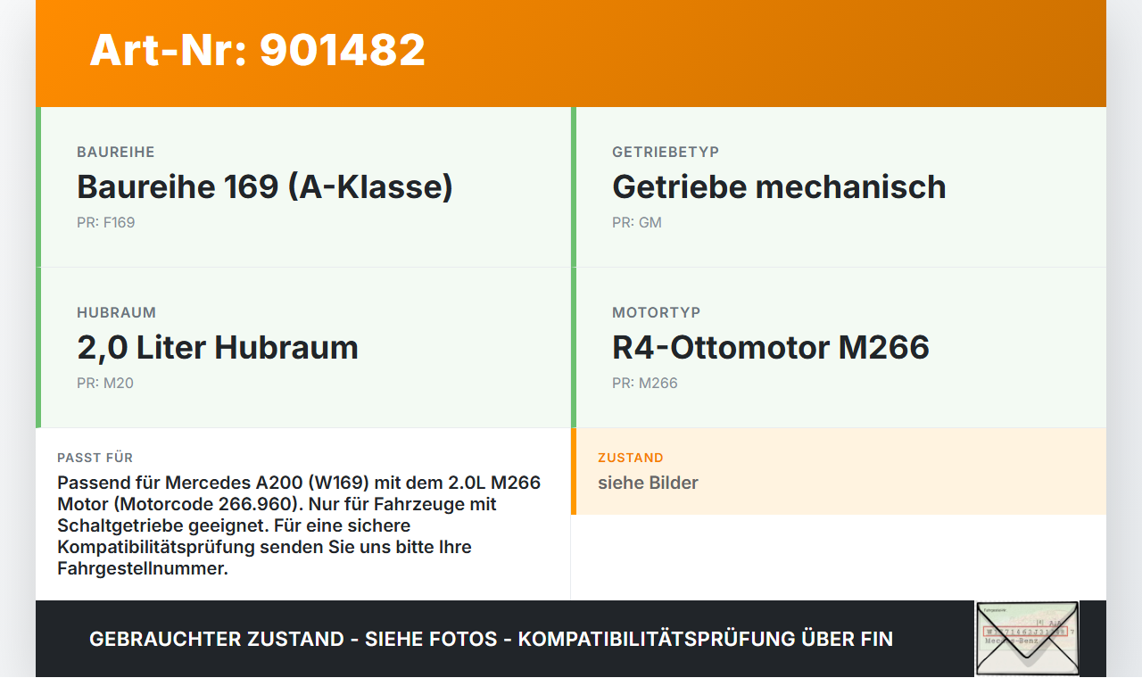 Mercedes A200 W169 04-08 2,0 100KW 266.960 Ölmessstab Öl Stab Mercedes A200 W169 04-08 17.11.2005 A2660100372 gebraucht Vorschau 3