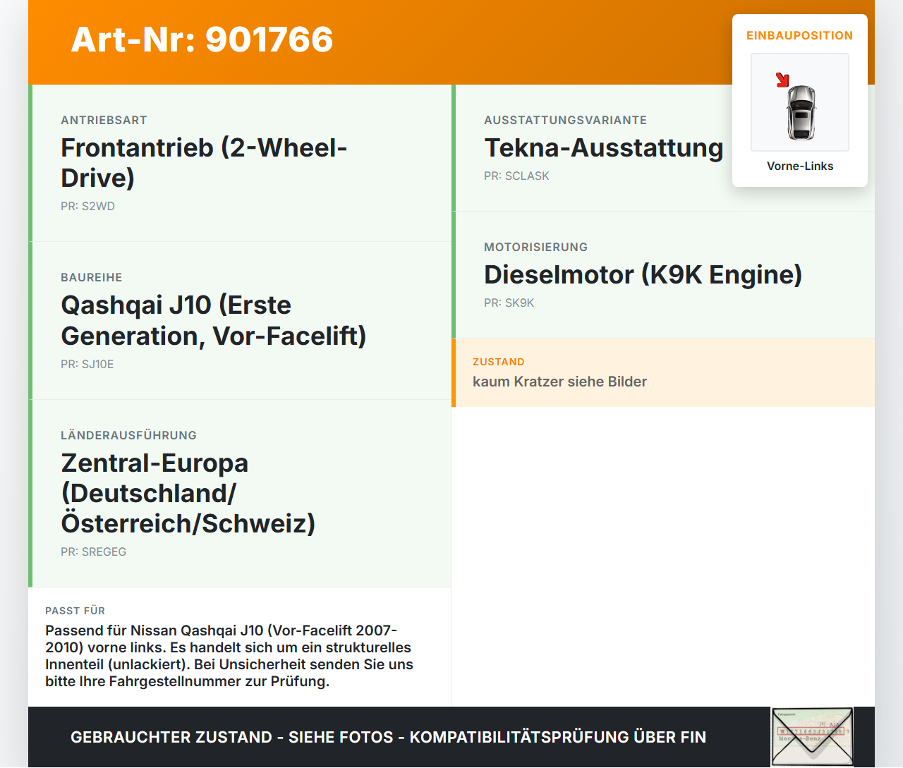 Nissan Qashqai J10 07-10 Pralldämpfer für Träger Stoßstange Vorne Links Nissan Qashqai J10 07-10 13.03.2009 gebraucht Vorschau 3