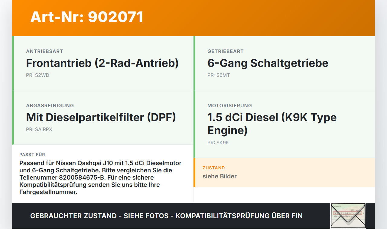 Nissan Qashqai J10 07-10 dCi 1,5 76KW Anlasser Starter Nissan Qashqai J10 07-10 13.03.2009 2330000Q0F 8200584675-B... Vorschau 3