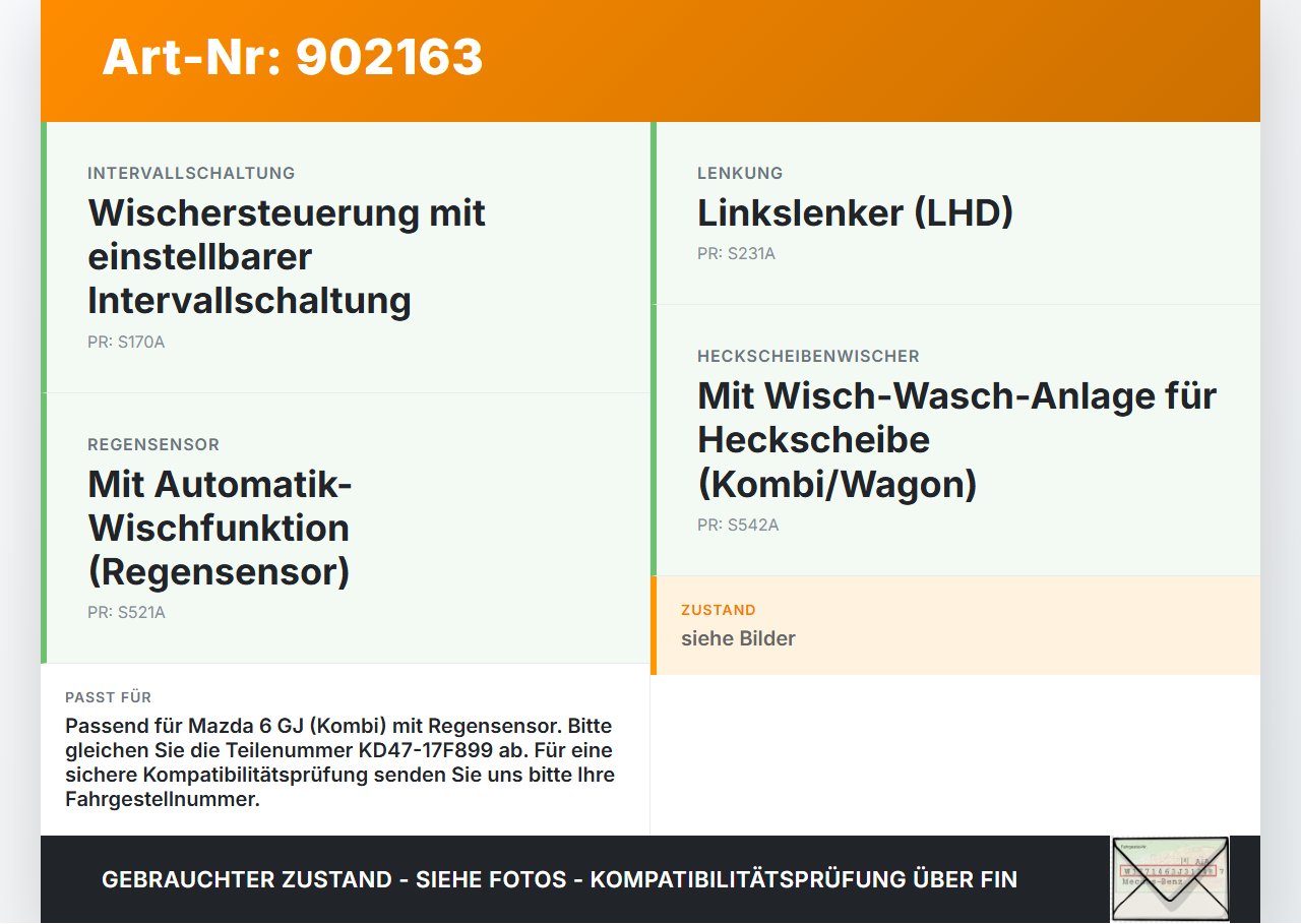 Mazda 6 GJ 12-15 Lenkstockschalter Wischerschalter Wischer Mazda 6 GJ 12-15 02.05.2013 KD47-17F899 gebraucht Vorschau 3