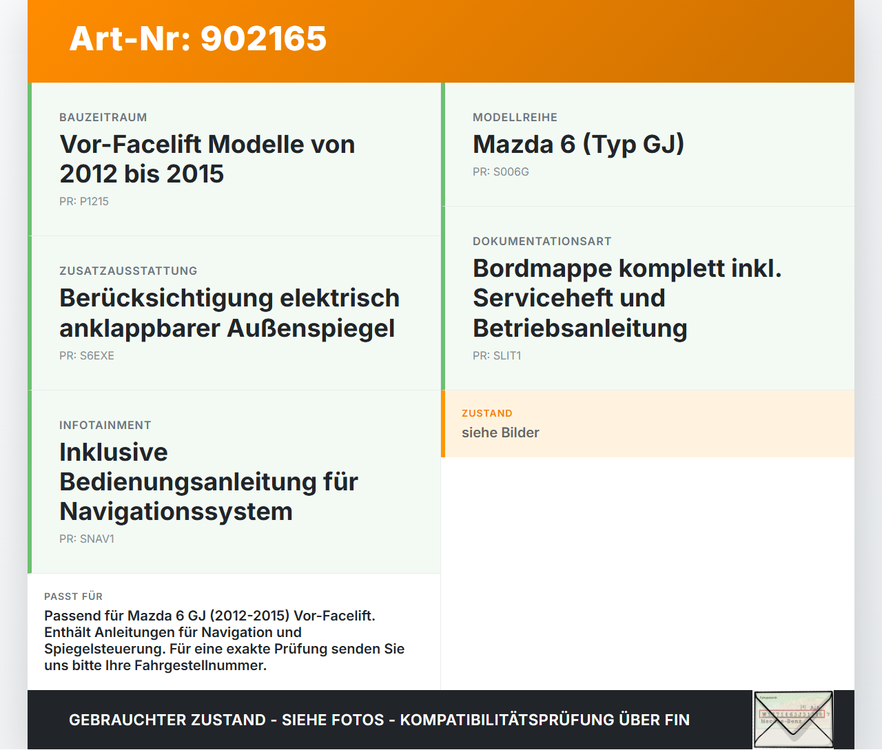 Mazda 6 GJ 12-15 Serviceheft Betriebsanleitung Anleitung Bordmappe Mazda 6 GJ 12-15 02.05.2013 9182118693 gebraucht Vorschau 3