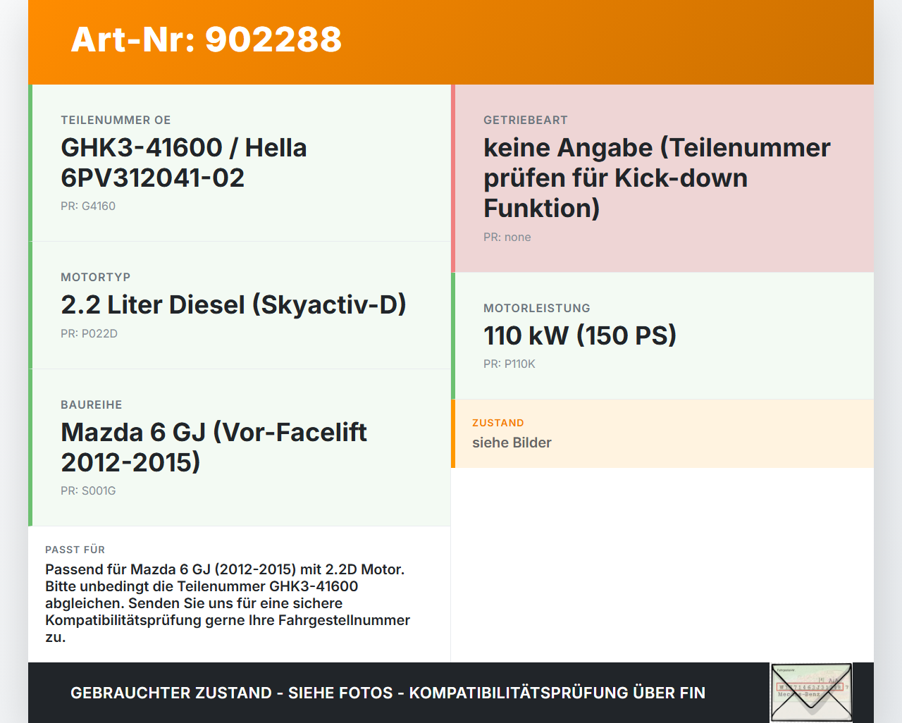 Mazda 6 GJ 12-15 2,2D 110KW Gaspedal Pedal Gaswertgeber Gaspedal Mazda 6 GJ 12-15 02.05.2013 GHK3-41600... Vorschau 3