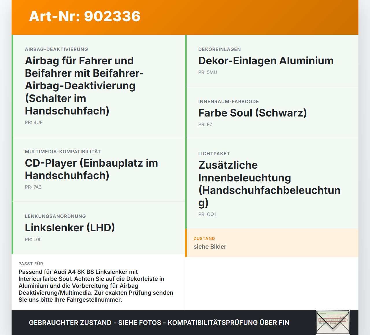 Audi A4 8K B8 11-15 Handschuhfach Handschuhkasten Soul Audi A4 8K B8 11-15 30.10.2015 gebraucht Vorschau 3