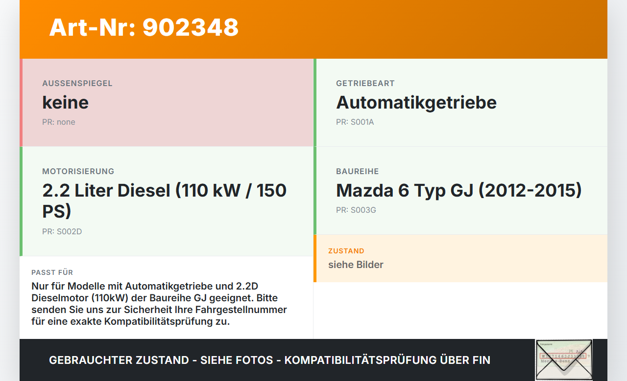 Mazda 6 GJ 12-15 2,2D 110KW Autom Schaltzug Schaltseilzug Schaltseil Mazda 6 GJ 12-15 02.05.2013 gebraucht Vorschau 3
