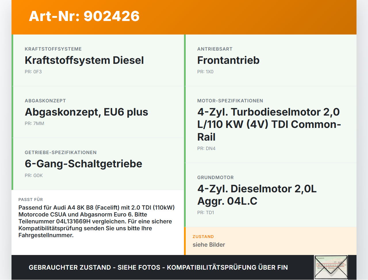 Audi A4 8K B8 11-15 TDI 2,0 110KW Partikelfilter Rußpartikelfilter Dieselpartikelfilter DPF Audi A4 8K B8 11-15... Vorschau 3