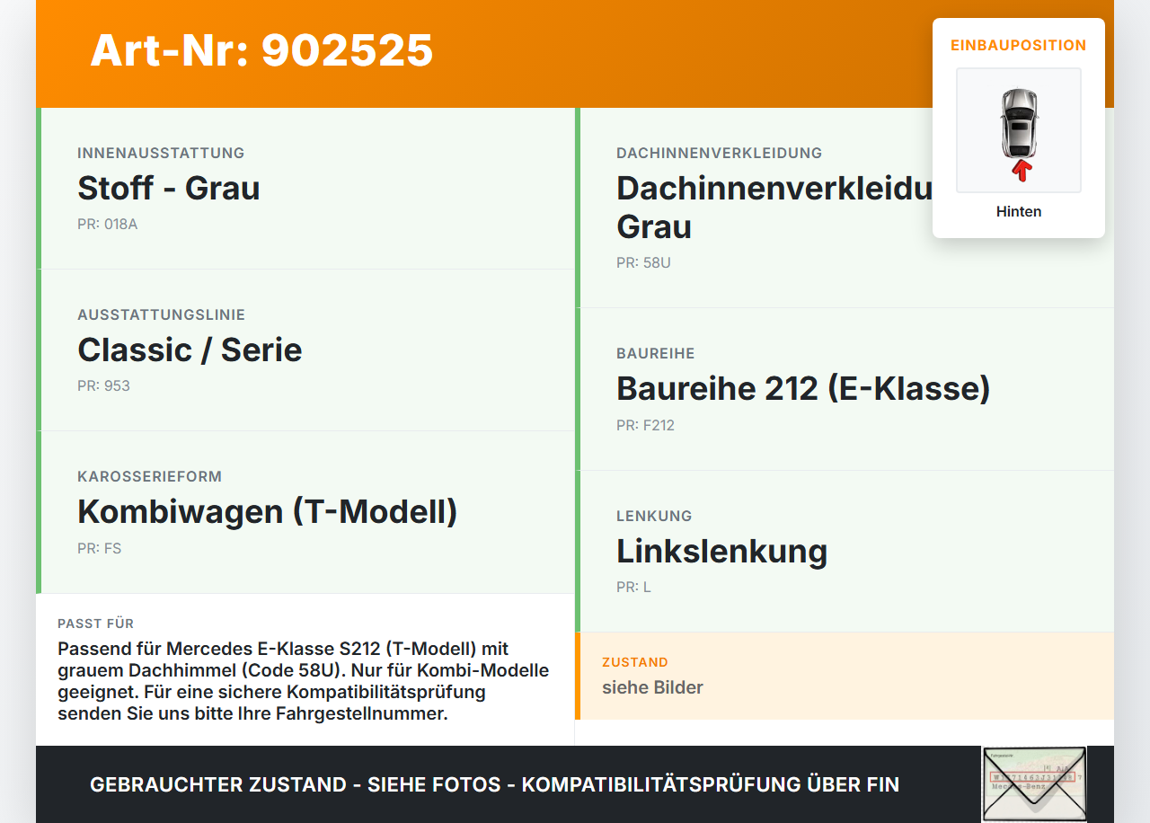 Mercedes S212 W212 E300h 13-16 Innenleuchte Innenraumleuchte Hinten Mercedes S212 W212 E300h 13-16 10.06.2013... Vorschau 3