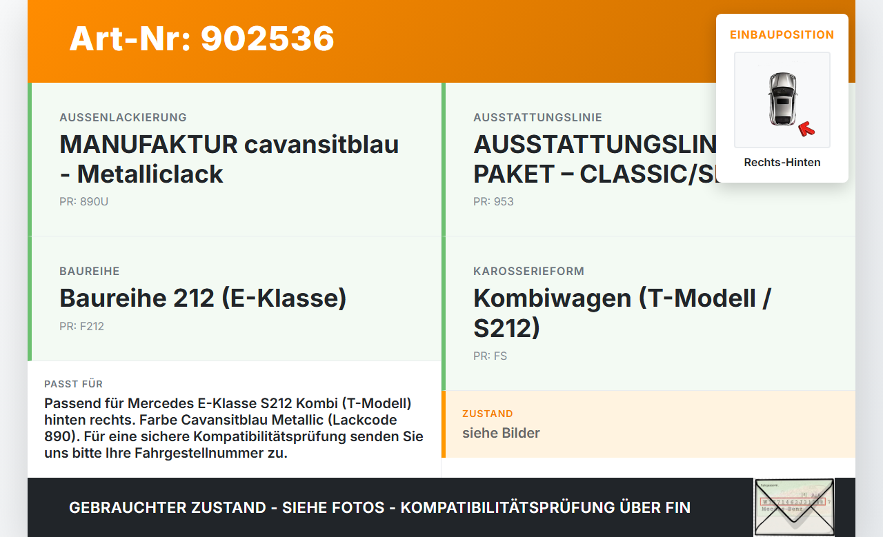 Mercedes S212 W212 E300h 13-16 Kombi Scharniere Scharnier für Heckklappe Rechts Hinten Mercedes S212 W212 E300h... Vorschau 3
