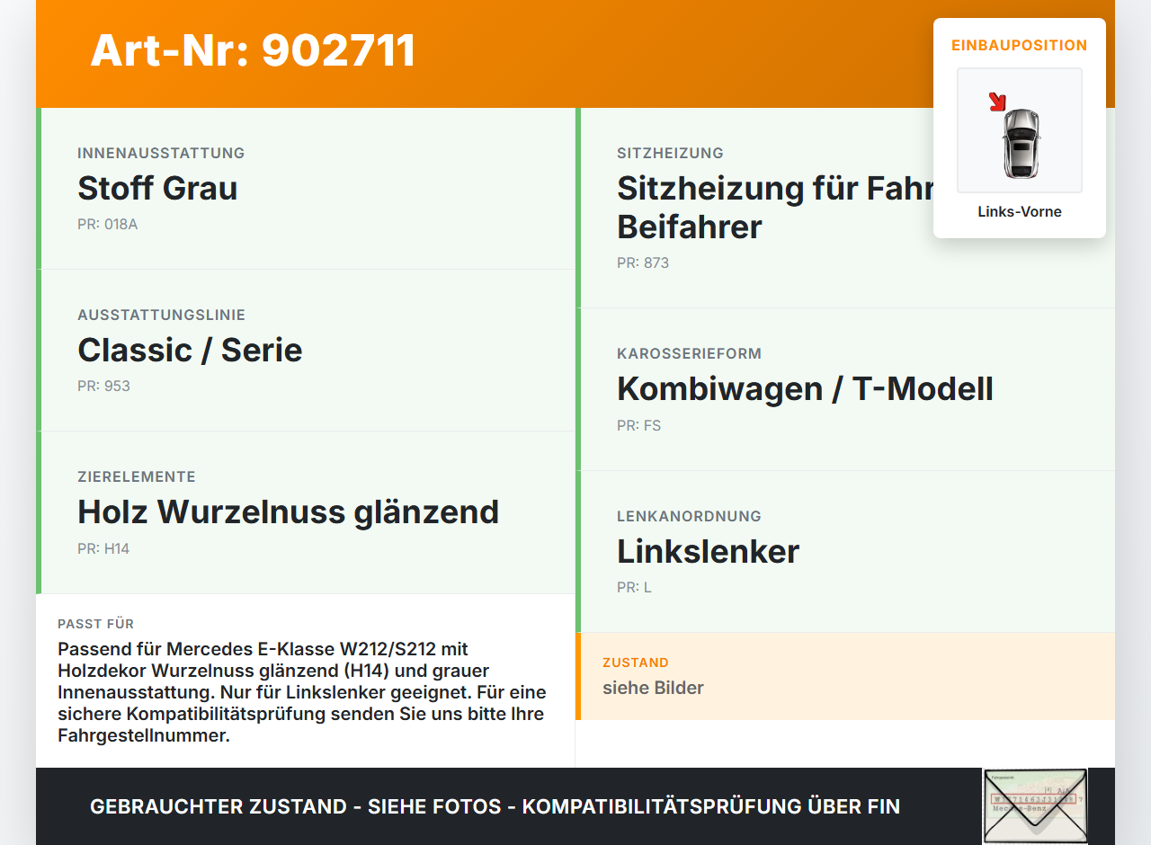 Mercedes S212 W212 E300h 13-16 Kombi Türleiste Links Vorne Innen Holzdekor 890 Mercedes S212 W212 E300h 13-16... Vorschau 3