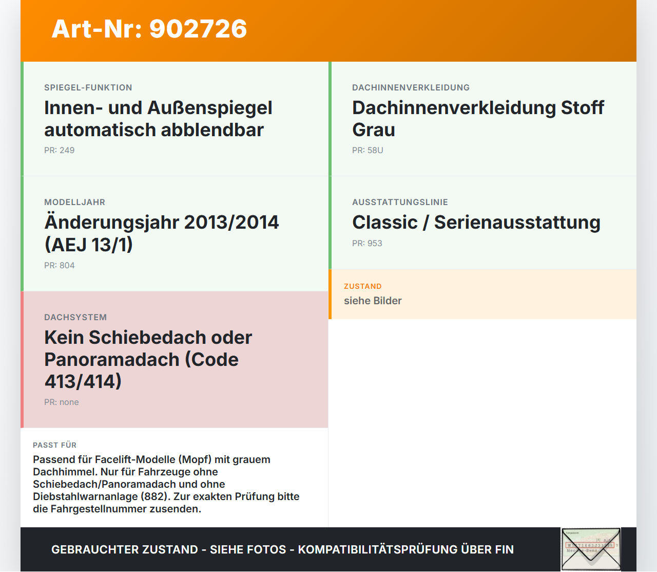 Mercedes S212 W212 E300h 13-16 Innenleuchte Innenraumleuchte Dachbedieneinheit Mercedes S212 W212 E300h 13-16... Vorschau 3