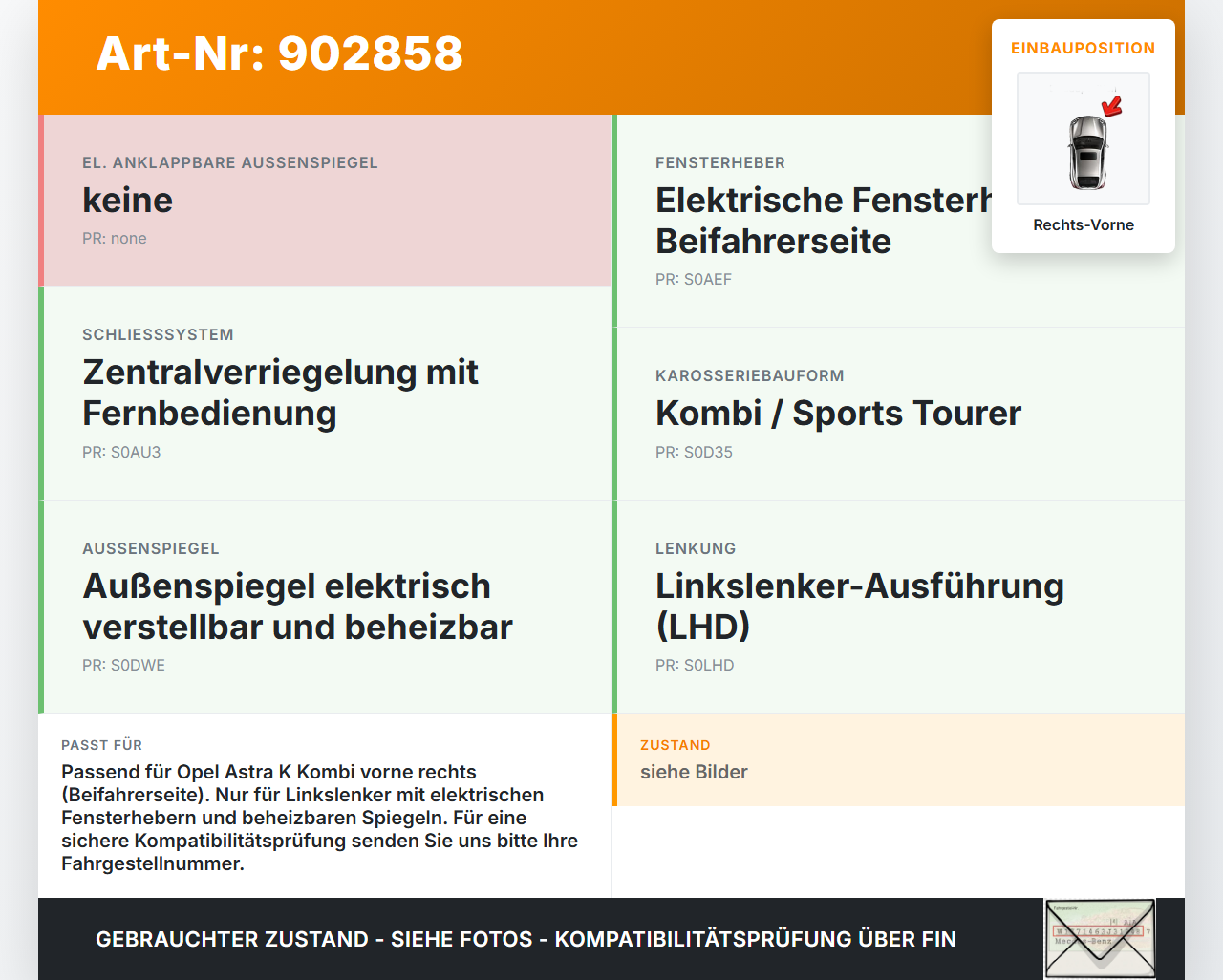Opel Astra K 15-21 Kombi Kabelbaum für Tür und Fensterheber Rechts Vorne Opel Astra K 15-21 19.02.2016 39015231... Vorschau 3