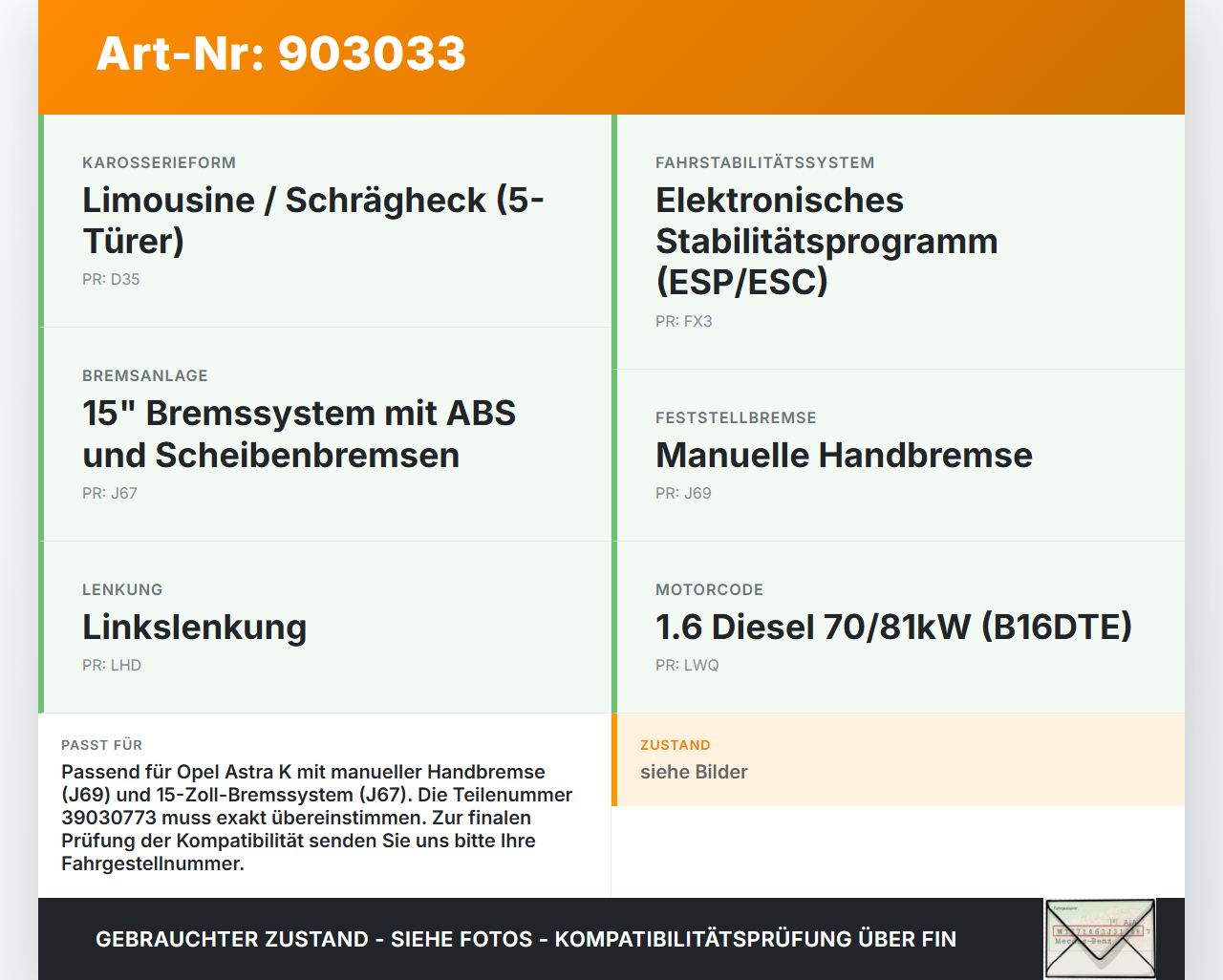 Opel Astra K 15-21 ABS Steuergerät Aggregat Hydraulikblock Opel Astra K 15-21 19.02.2016 0265956573 39030773 gebraucht Vorschau 3
