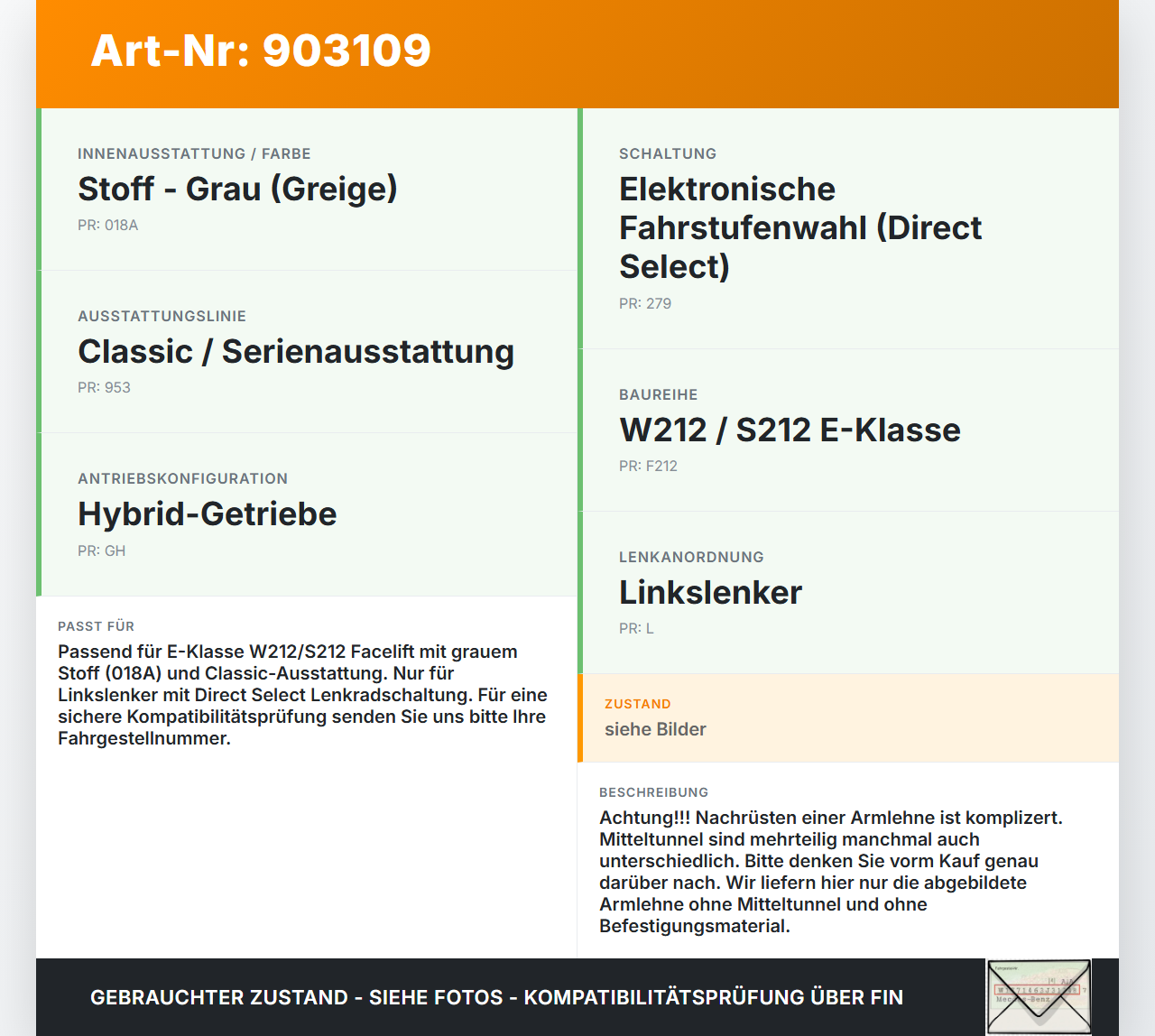 Mercedes S212 W212 E300h 13-16 Armlehne Mittelarmlehne Auflage Mercedes S212 W212 E300h 13-16 10.06.2013... Vorschau 3