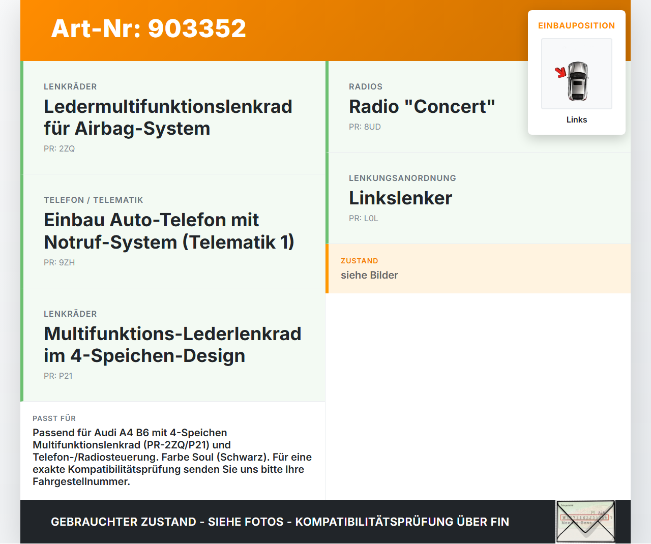 Audi A4 8E B6 00-04 Multifunktionstasten Radio und Telefonbedienung Lenkrad Links Audi A4 8E B6 00-04 07.06.2002... Vorschau 3