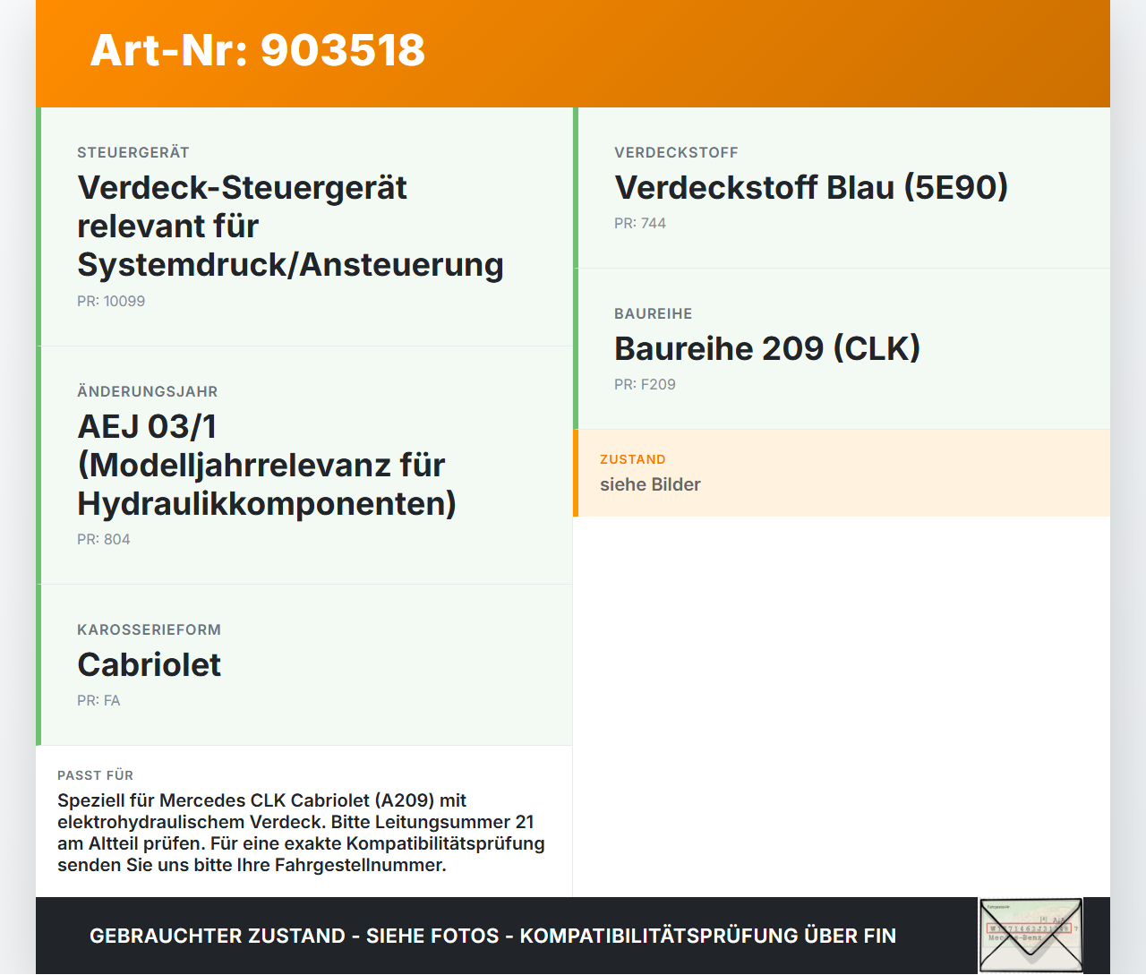 Mercedes A209 CLK200 05-09 Cabrio Hydraulik Schlauch Leitung 21 für Verdeck Mercedes A209 CLK200 05-09 05.05.2004... Vorschau 3