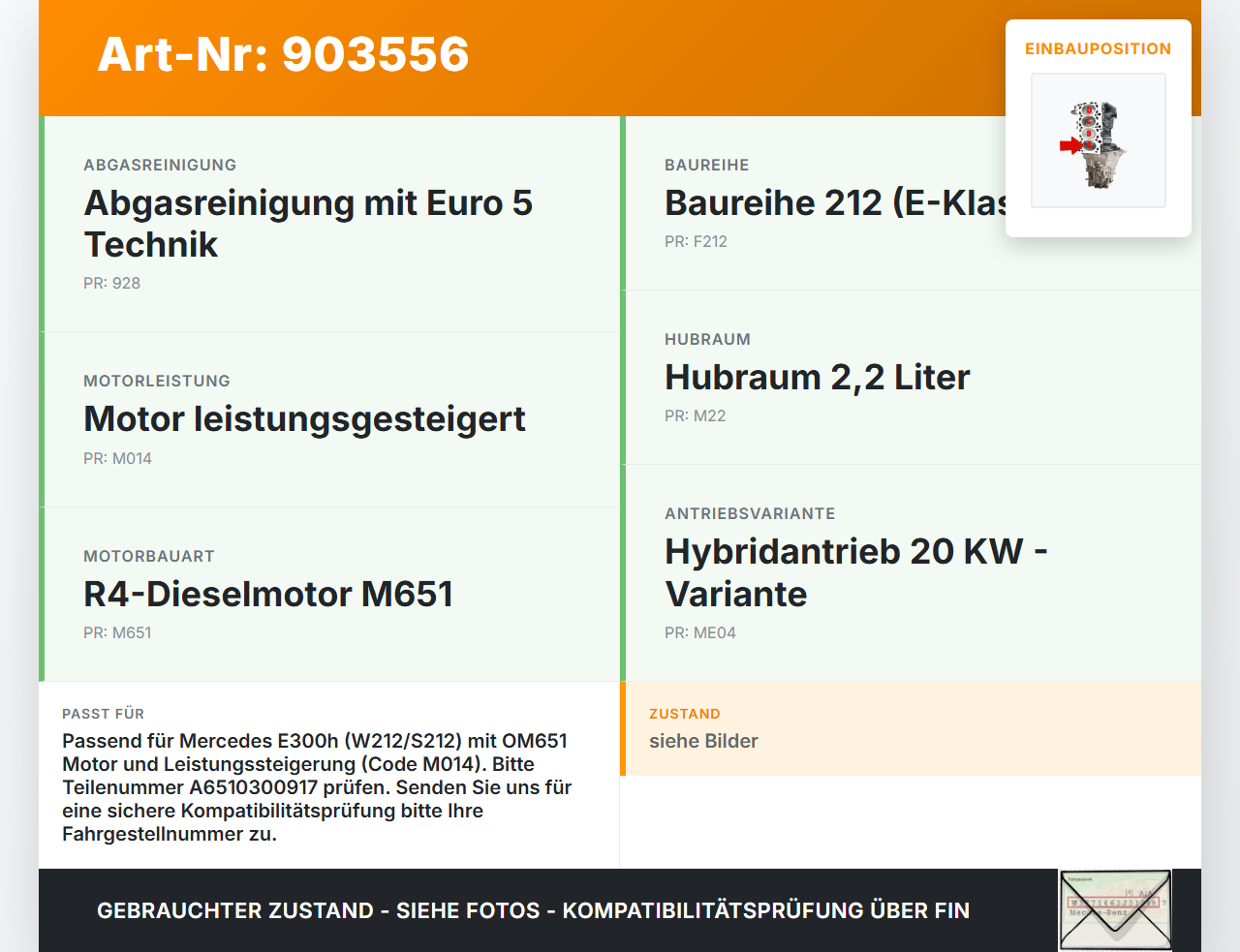 Mercedes S212 W212 E300h 13-16 CDI 2,2 150KW 651.924 Kolben mit Pleuel Pos A Mercedes S212 W212 E300h 13-16... Vorschau 3