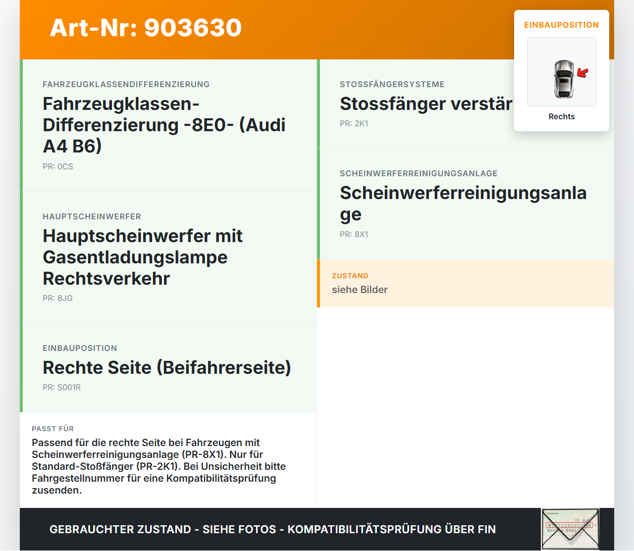 Audi A4 8E B6 00-04 Frontblende Abdeckung f. Scheinwerfer Waschdüse Rechts Audi A4 8E B6 00-04 07.06.2002... Vorschau 3