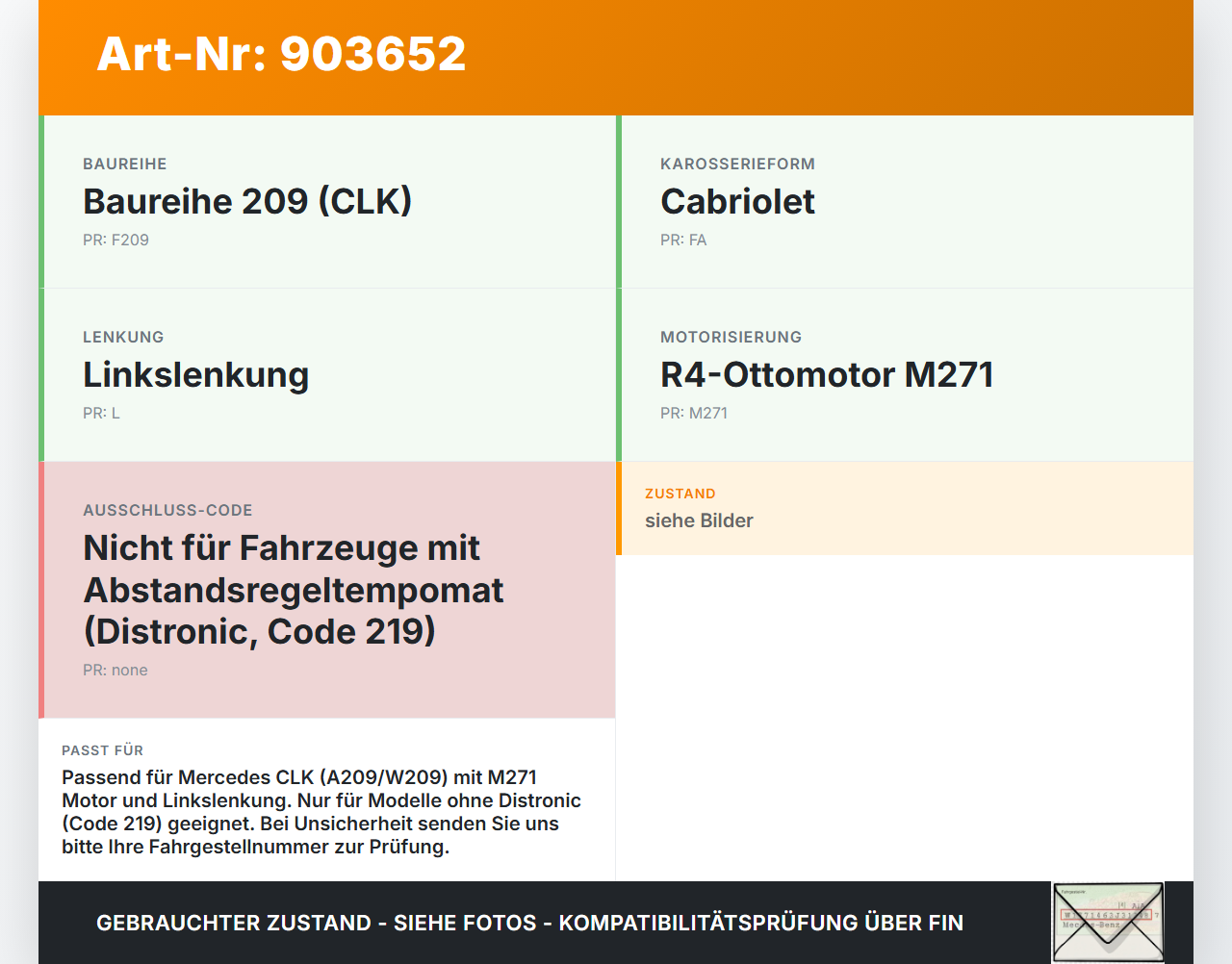 Mercedes A209 CLK200 05-09 1,8 120KW Ölkühler Servoölkühler Mercedes A209 CLK200 05-09 05.05.2004 A2094600124 gebraucht Vorschau 3