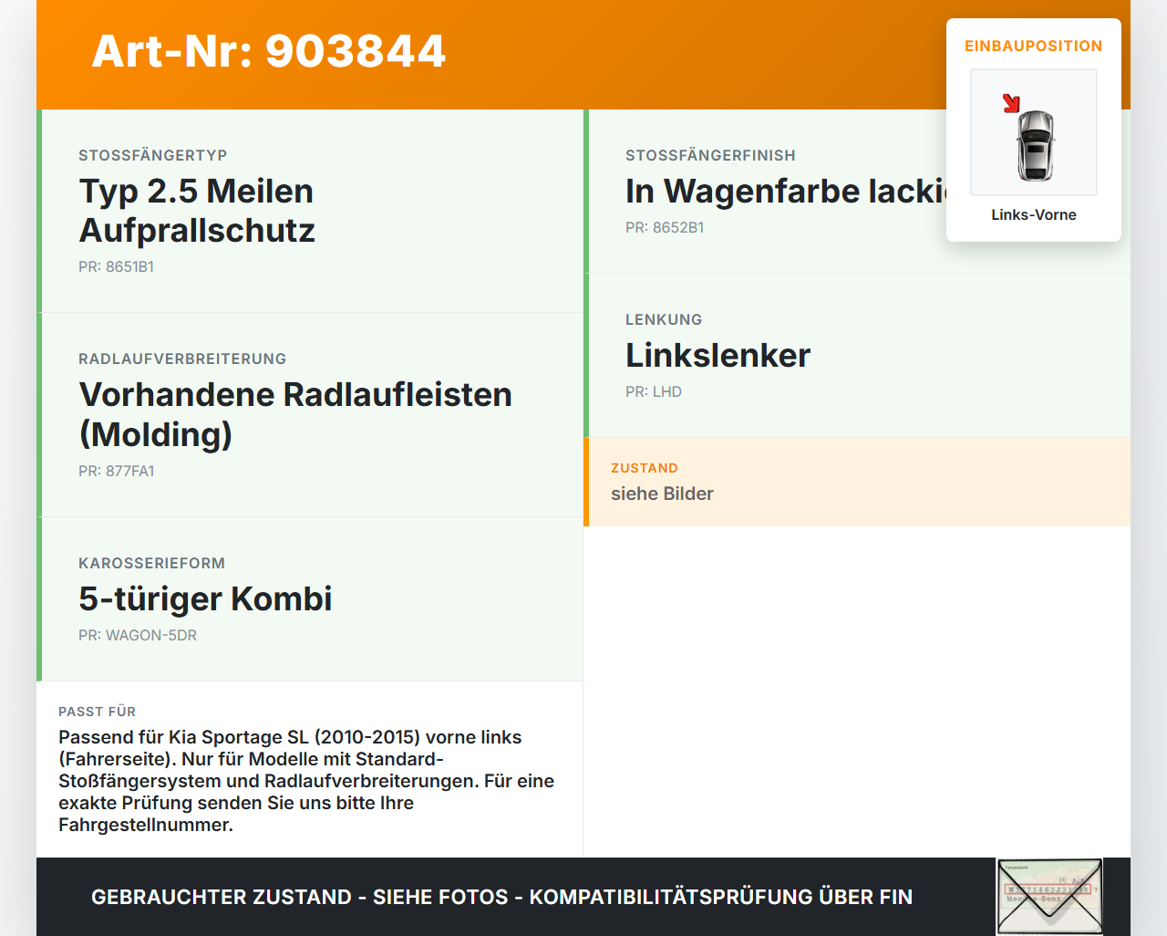 Kia Sportage SL 10-15 Halter Träger Aufnahme Führung für Stoßstange Links Vorne Kia Sportage SL 10-15 03.03.2010... Vorschau 3