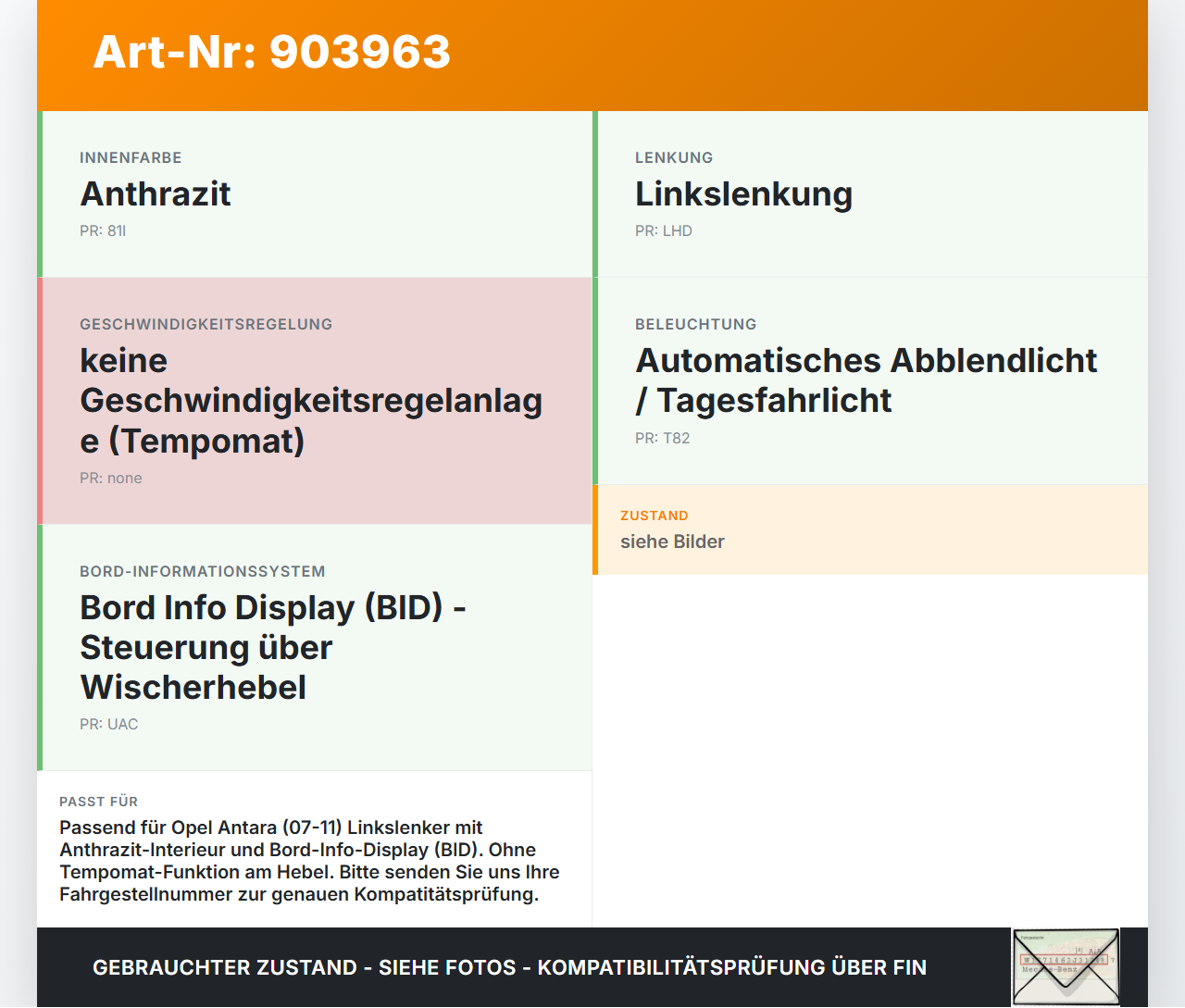Opel Antara 07-11 Lenkstockschalter Wischerschalter Wischer Opel Antara 07-11 28.03.2008 gebraucht Vorschau 3