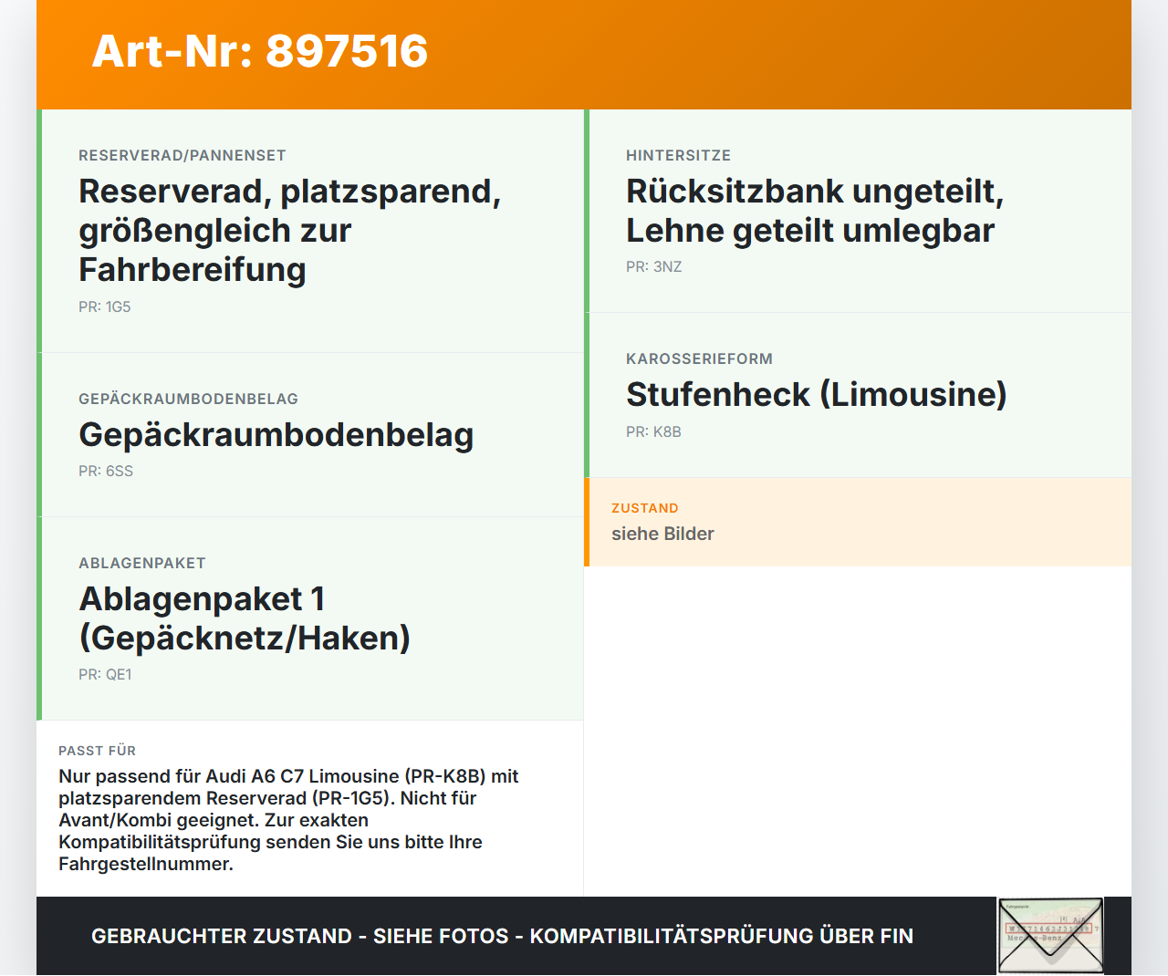 Audi A6 C7 4G 10-14 Lim Kofferraummatte Kofferraum Einlegeboden Audi A6 C7 4G 10-14 25.10.2011 4G5863463D gebraucht Vorschau 3