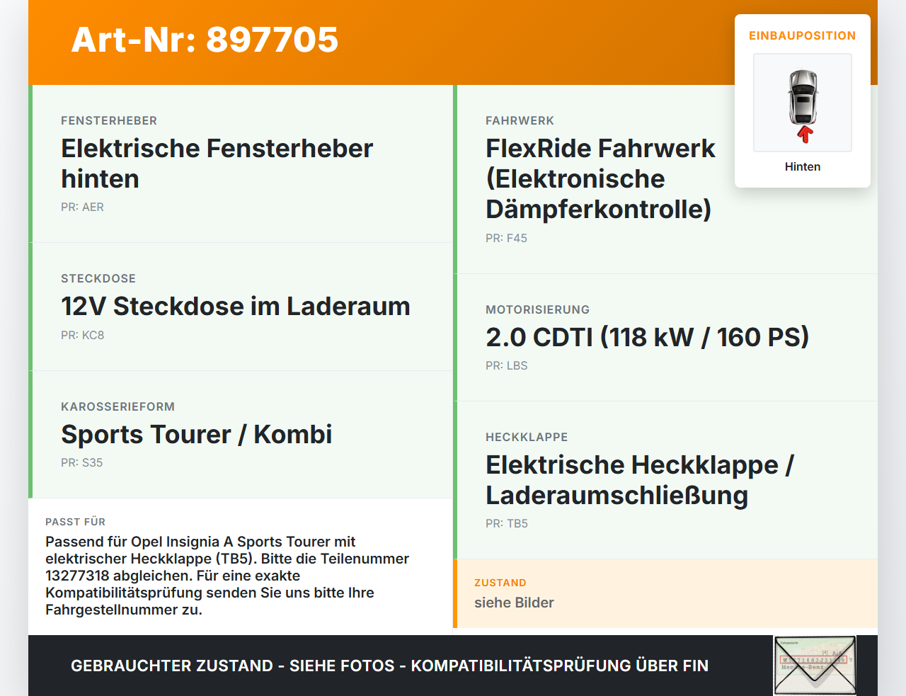Opel Insignia A G09 08-13 CDTi 2,0 118KW Sicherungskasten Zentralelektrik Relais Hinten Opel Insignia A G09 08-13... Vorschau 3