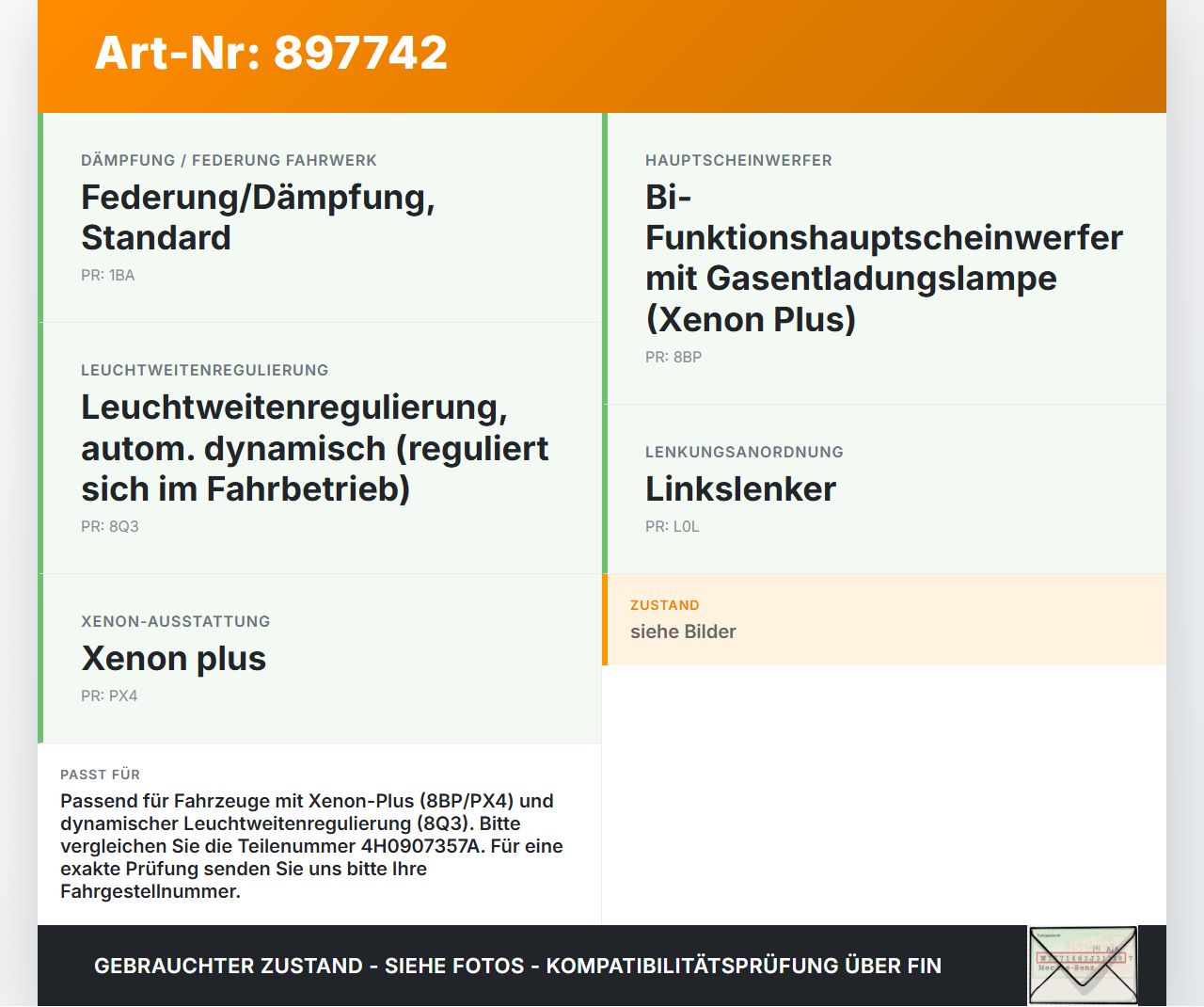 Audi A6 C7 4G 10-14 Steuergerät LWR SG Audi A6 C7 4G 10-14 25.10.2011 4H0907357A 010178-01AE gebraucht Vorschau 3