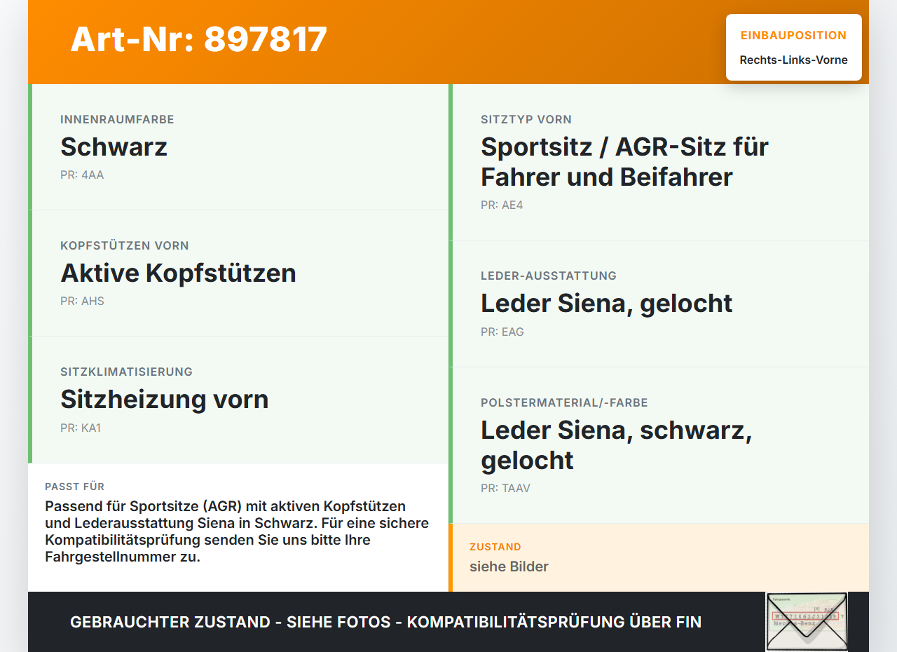 Opel Insignia A G09 08-13 Leder Kopfstütze für Fahrer Sitz Rechts oder Links Vorne Opel Insignia A G09 08-13... Vorschau 3